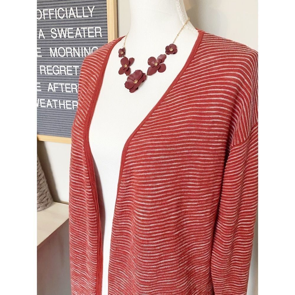 Allisonjoy Rust Red And White Long, Open Front Ca… - image 2